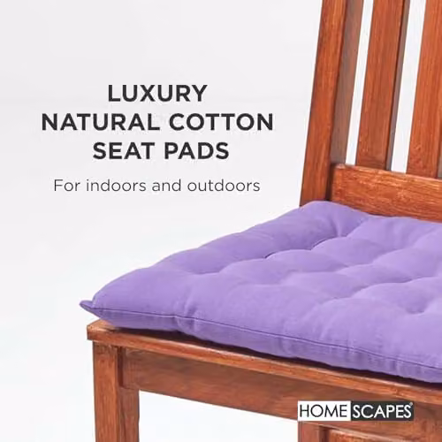 Homescapes Set of 4 Purple Quilted Cotton Seat Pads, W/D/H: 40 x 40 x 6.5 cm – 6