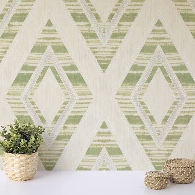 Wallquest Geometric Abstract Modern Paper Wallpaper in Green, Orange and Teal