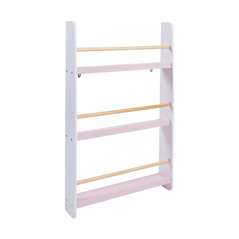 Liberty House Toys Kids Picture Book Wall Bookshelf in White and Baby Pink – 2