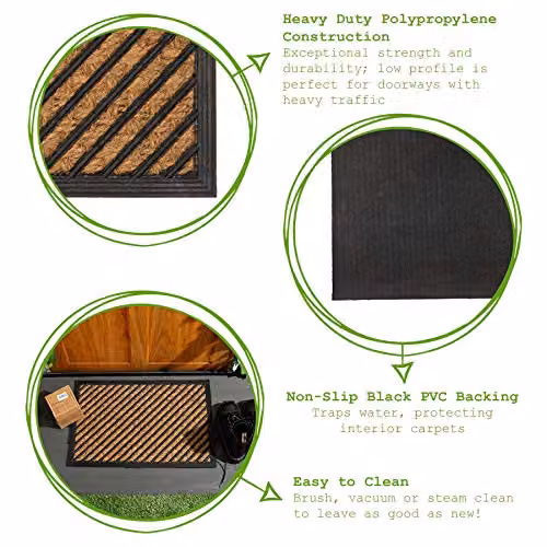 Nicola Spring Heavy Duty Non-Slip Door Mat in Brown or Black, W/D: 60 x 40 cm – 4