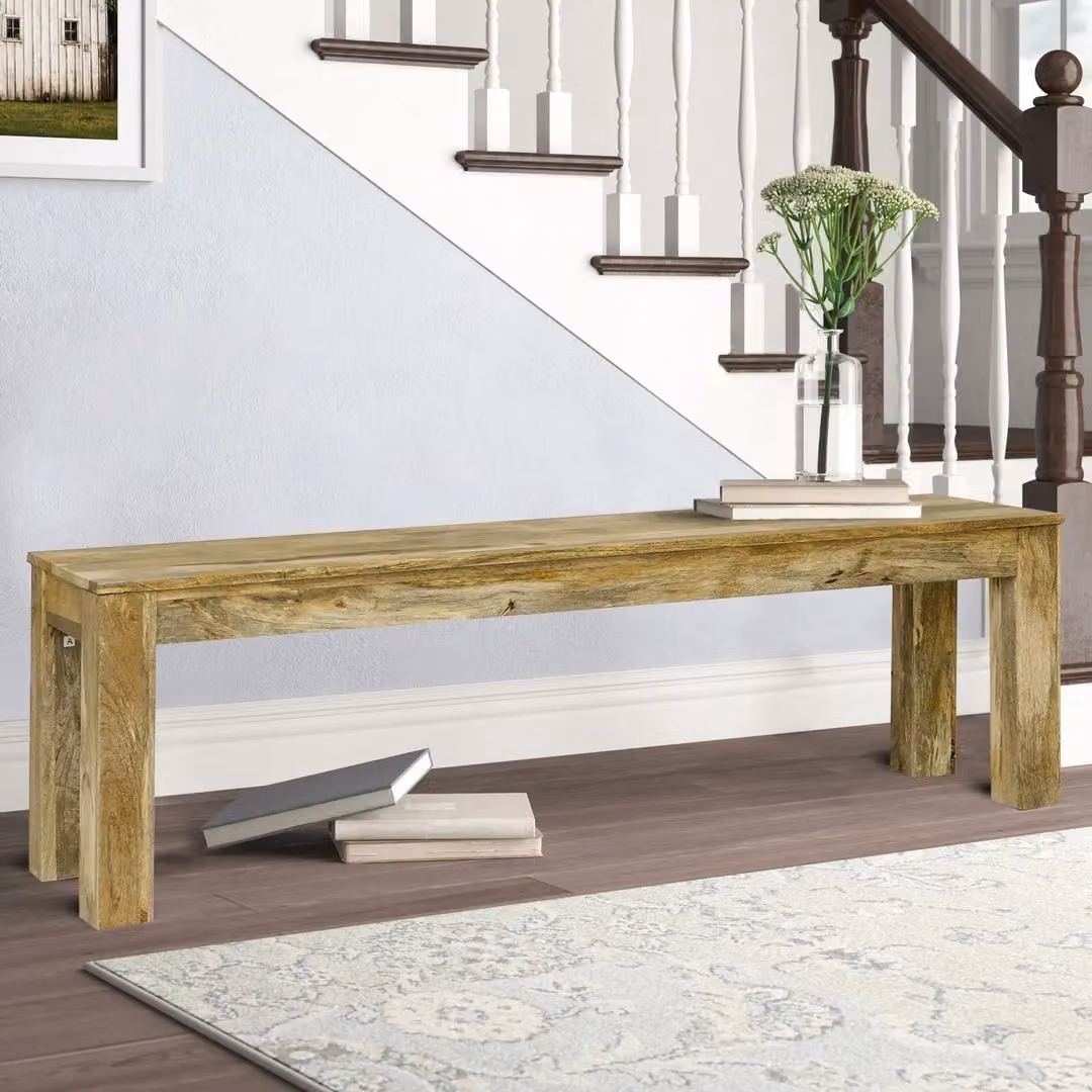 Jaipur Furniture Ltd Large Mango Wood Bench in Brown with a Rustic Matt Finish, W148 x D35 x H45 cm – 3