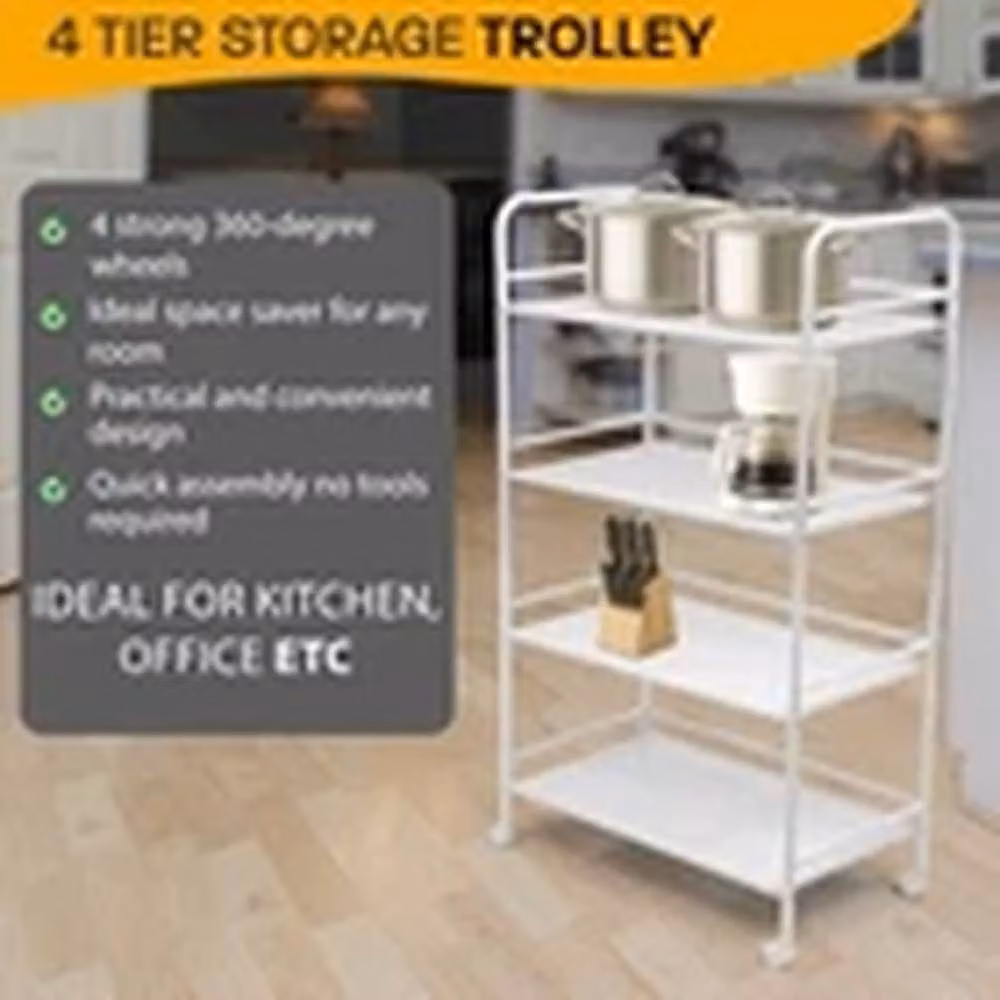 Havendro 4 Tier Kitchen Trolley Storage Rack Cart with Wheels, White, W/D/H: 60 x 32 x 102 cm – 3