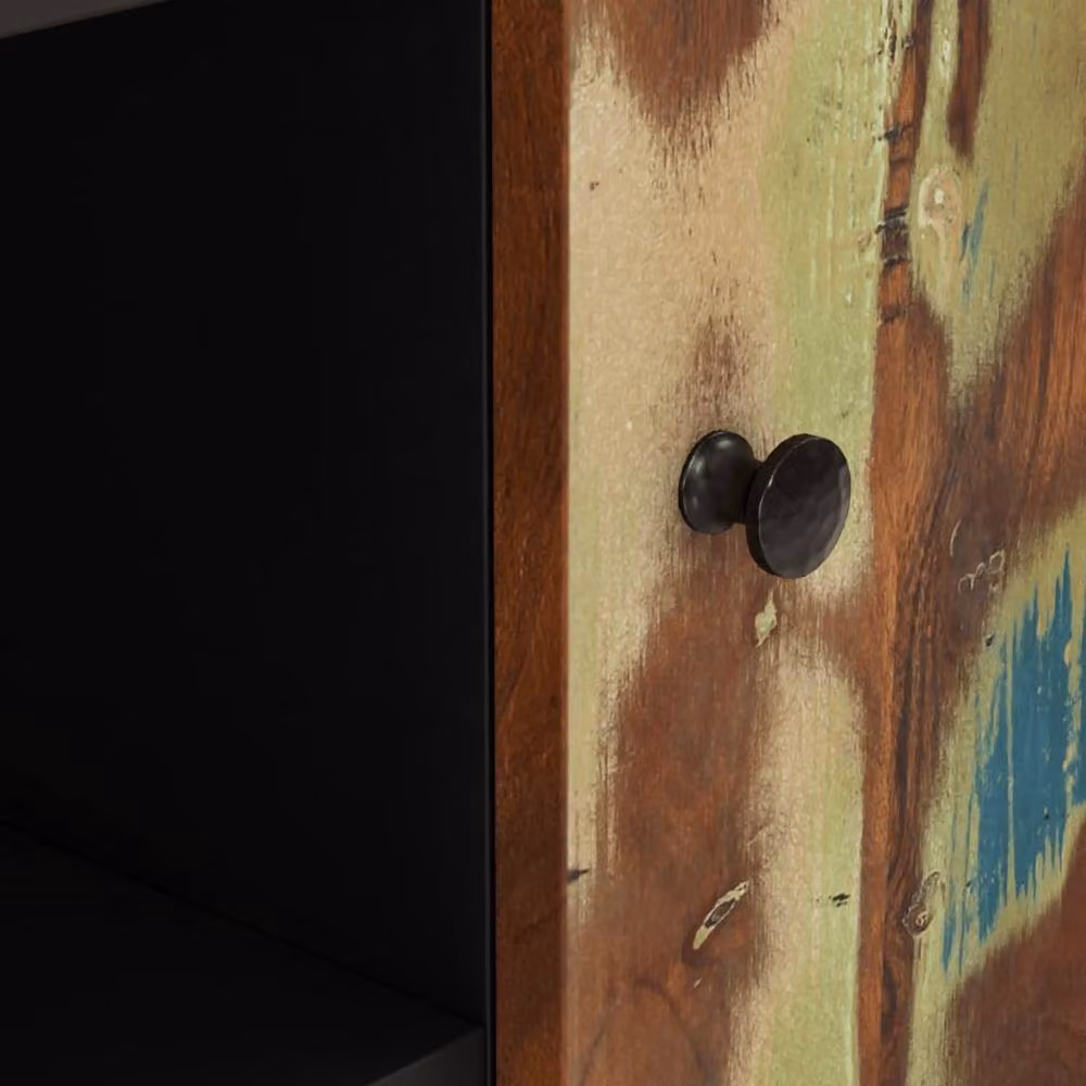Berkfield Home Industrial Sideboard with 2 Doors in Reclaimed Solid Wood and Metal, W/D/H: 90 x 33 x 75 cm – 7