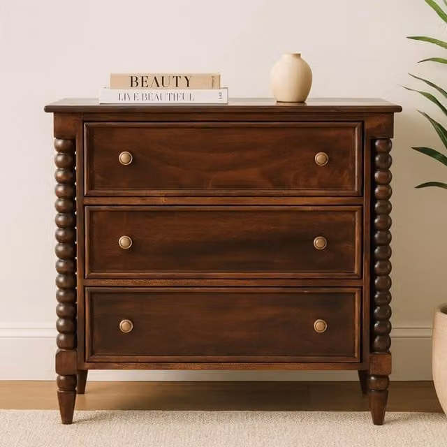 Artisan Furniture Mango Wood Spindle Chest in Brown