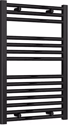Reina Diva Black Steel Heated Towel Rail H 80 x W 50 cm