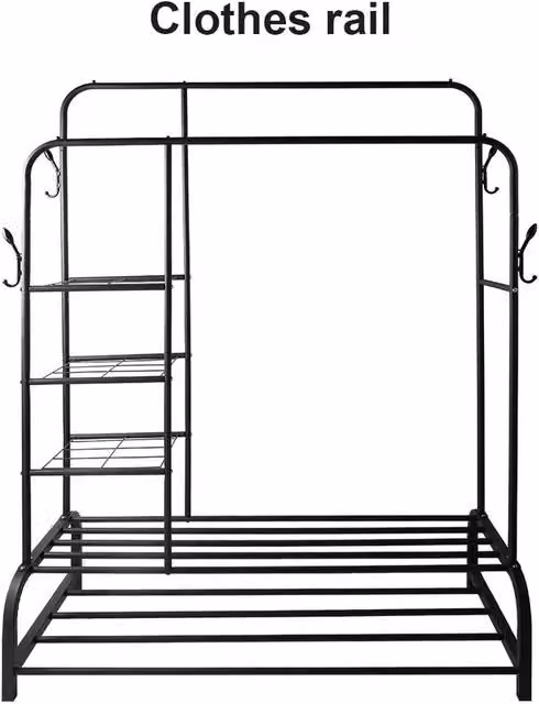 KORVIXA Heavy Duty Double Clothes Rail in Matt Black, W/D/H: 90 x 40 x 120 cm – 1
