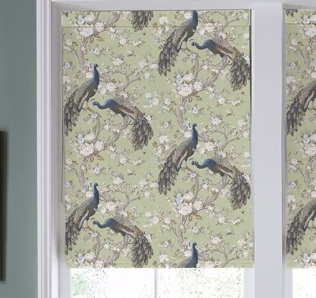 Laura Ashley Belvedere Made to Measure Blackout Roman Blind in Hedgerow Green Floral Design