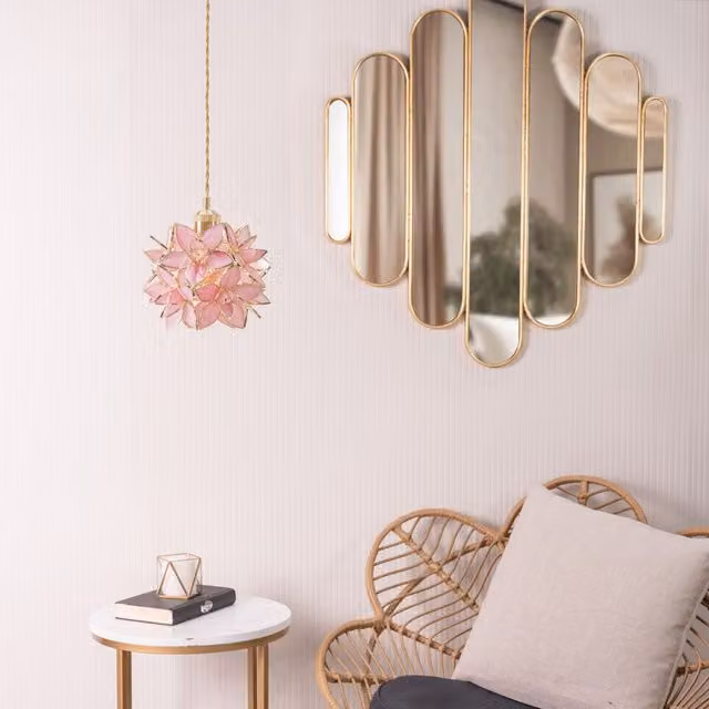 ValueLights Reine Glass Flower Easy Fit Pendant Light in Bright Pink with 10W Warm White LED Bulb, Width: 20.32 cm