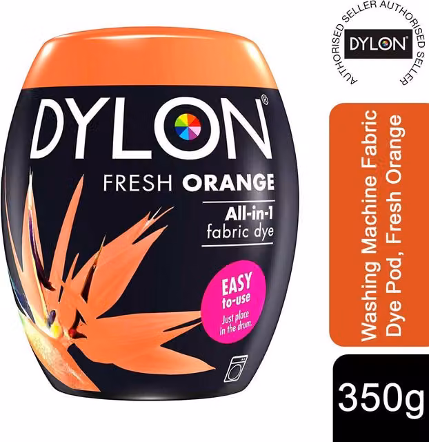 Dylon Fabric Dye Pods for Clothes and Soft Furnishings, Fresh Orange, 350g – 6