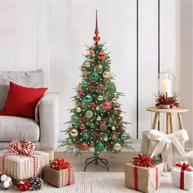 Berkfield Home Green Artificial Hinged Christmas Tree, Height: 120 cm