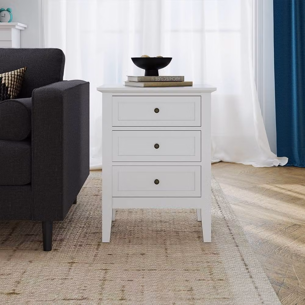 Melody Maison Rowley White Range Pair of 3 Drawer Bedside Tables – 2