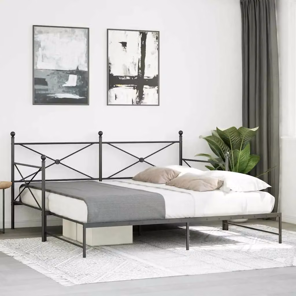 Berkfield Home Metal Daybed with Trundle in Black, W/D/H: 100 x 200 cm – 2
