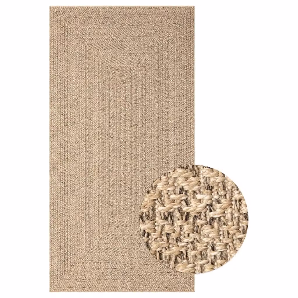 Berkfield Home Jute Look Indoor and Outdoor Round Rug in Brown and Beige, W: 80 cm, D: 80 cm – 2