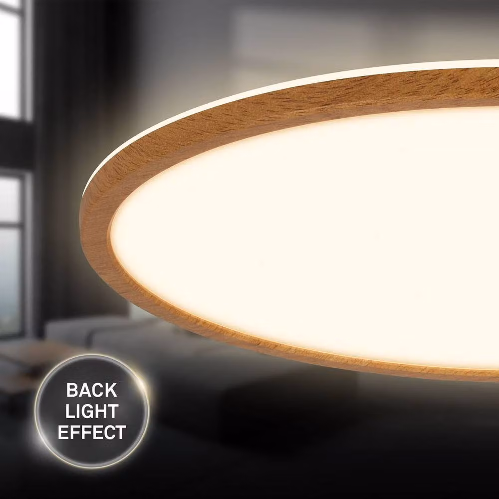 Briloner Wood Effect Ultra Flat LED Ceiling Panel in Brown with Warm White Light – 4