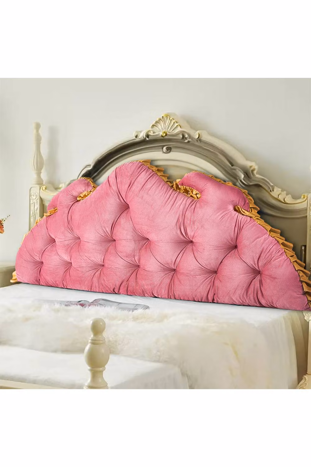 Living and Home Vintage Two-Tone Upholstered Bed Headboard Pillow in Pink – 2