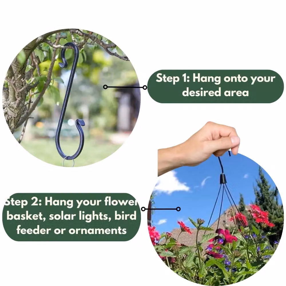 Marco Paul Classic Metal Garden Tree Hanging Hook in Black, H: 30.48 cm, W: 11.0 cm – 6