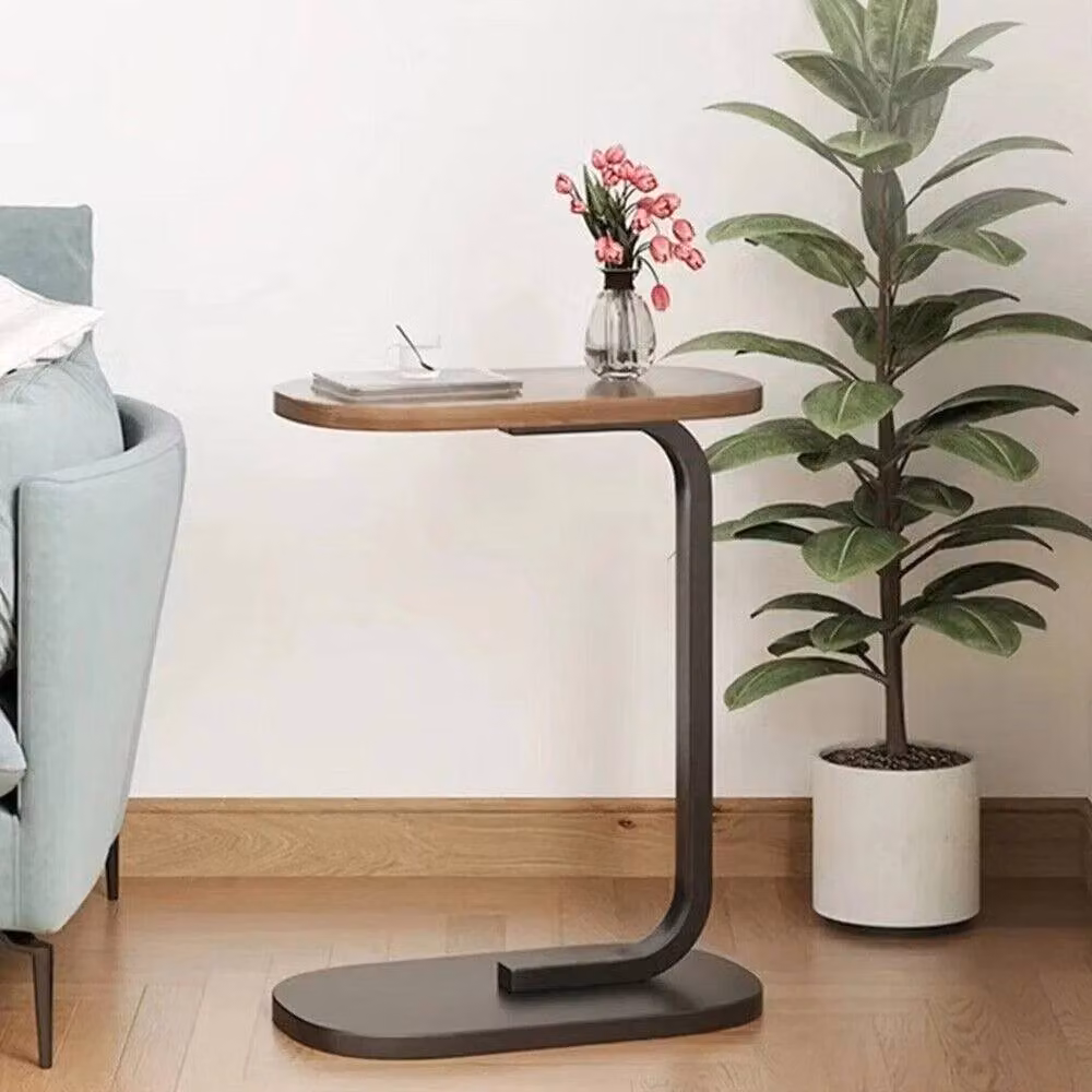 VOGREX C-Shaped Sofa Side Laptop Table in Brown – 3