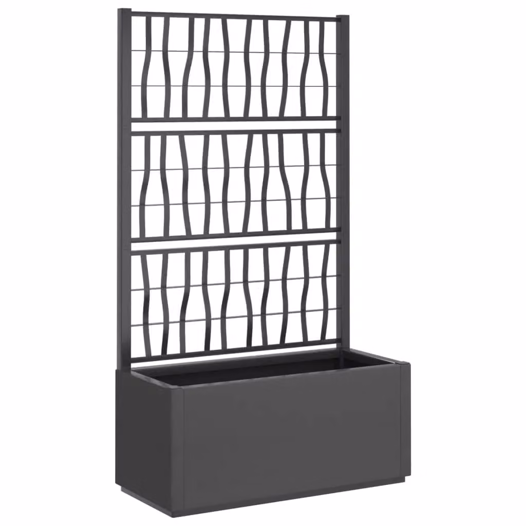 Berkfield Home Garden Planter with Trellis in Dark Grey, W: 80 cm, D: 36 cm, H: 140 cm – 2