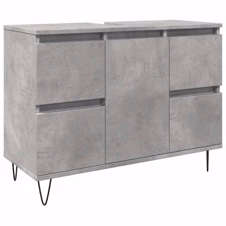 Berkfield Home Industrial Bathroom Cabinet in Concrete Grey, W/D/H: 80 x 33 x 60 cm