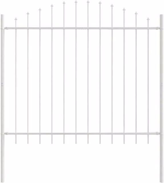 Berkfield Home White Steel Garden Fence with Hoop Top, W: 1.7 m, H: 1.25 m
