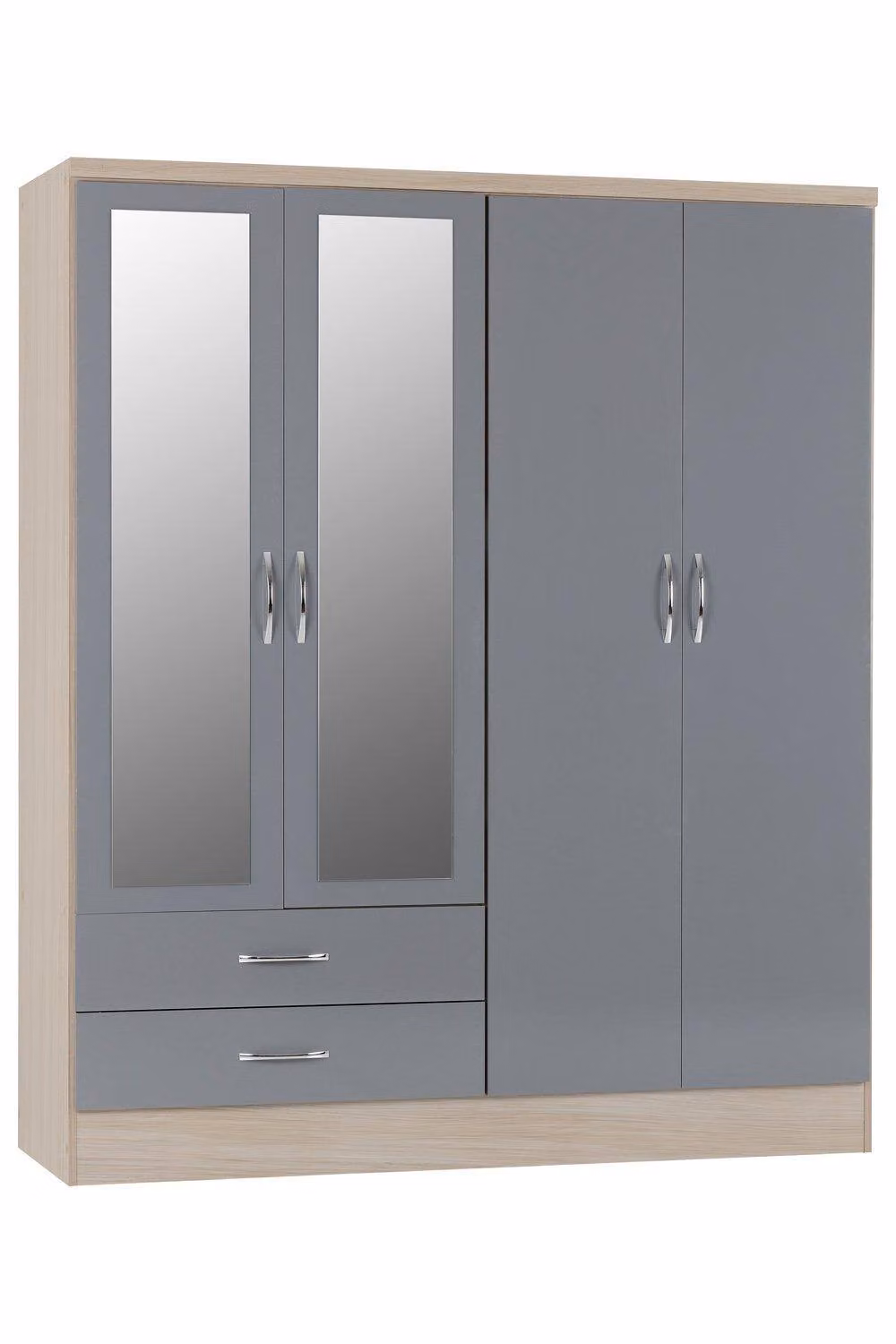 Seconique Nevada Grey Gloss Bedroom Furniture Set – 3