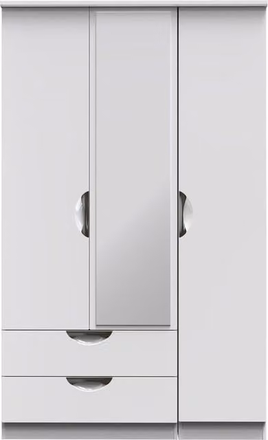 Ready Assembled 2 U Holborn Triple Mirrored Wardrobe with 2 Drawers in White