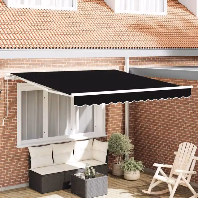 Berkfield Home Manual Retractable Folding Arm Awning, Black, W/D/H: 300 x 250 cm – 1