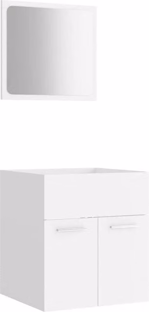 Berkfield Home Modern 2 Piece White MDF Bathroom Furniture Set with Vanity Unit and Mirror Cabinet