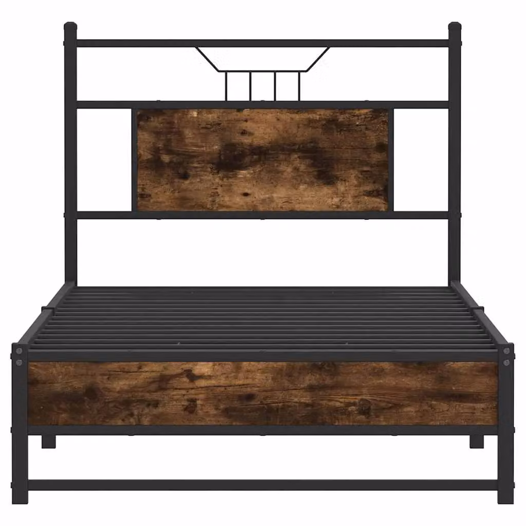 Berkfield Home Small Single Bed Frame in Smoked Oak and Brown Engineered Wood, W: 75 cm, L: 190 cm – 3