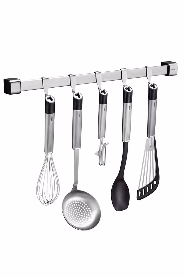 Gefu Smartline Kitchen Tool Rail, Silver Stainless Steel Wall-Mounted Organiser, Width: 50 cm