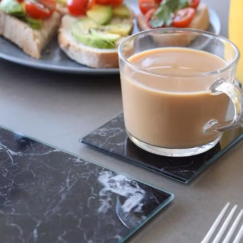 Harbour Housewares Set of 6 Square Black Glass Coasters – 4