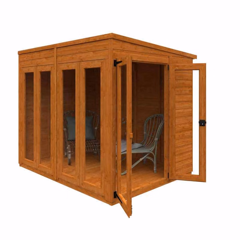 Buttercup Farm 8x6 Flex Pent Full Pane Summerhouse in Burnt Orange, W/D/H: 175 x 238.8 x 203 cm – 2
