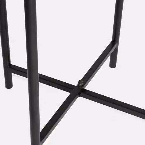 OHS Round Brown Wood and Metal Side Table for Living Room or Bedroom, W: 35.0 cm, D: 35.0 cm, H: 45.0 cm – 5