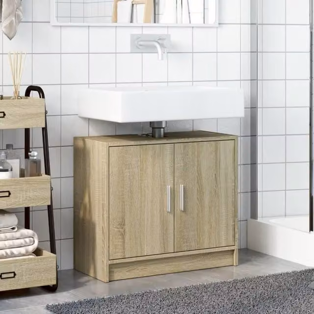 Berkfield Home Sonoma Oak Sink Cabinet in Beige, W/D/H: 63 x 29 x 55 cm – 1