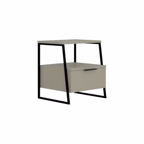 FWStyle Ash Green 1 Door Bedside Table with Black Metal Frame, W/D/H: 40.9 x 45.0 x 50.0 cm – 1