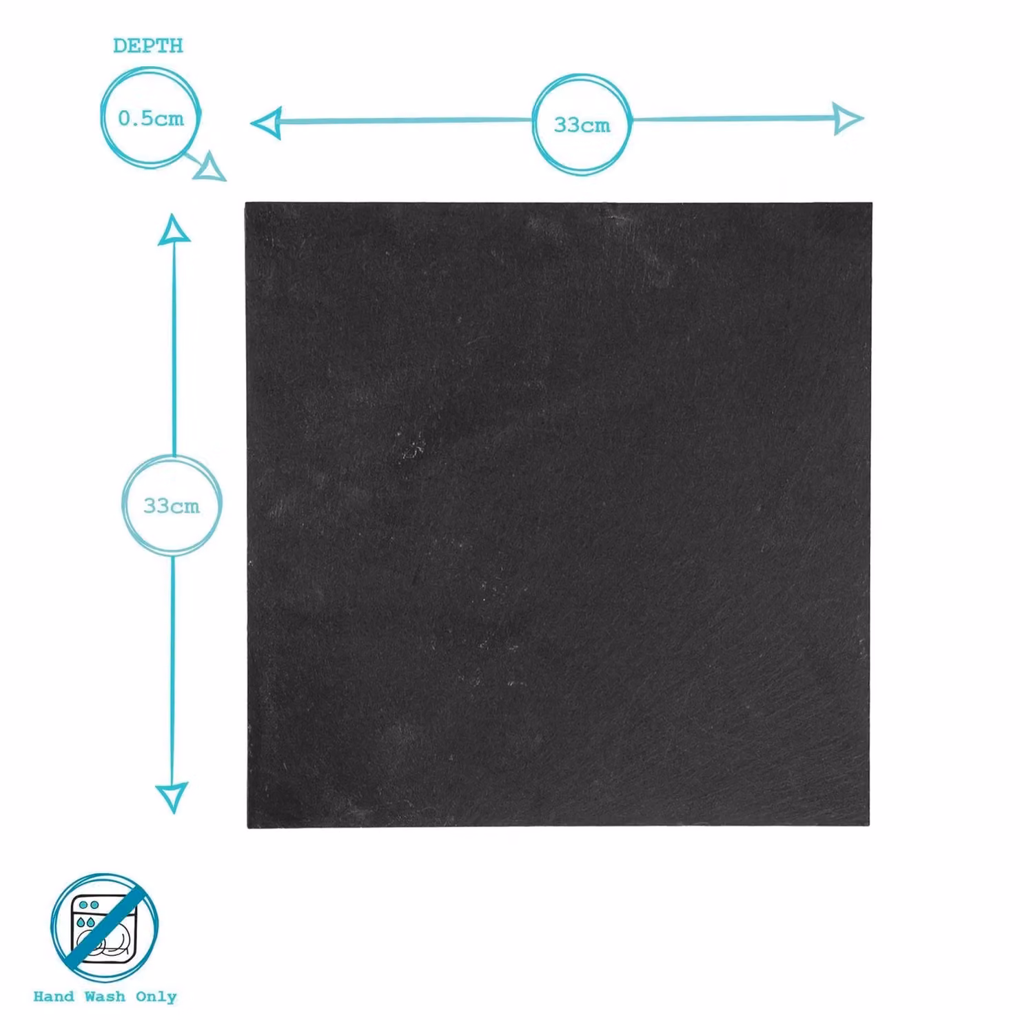 Argon Tableware Set of 12 Square Slate Placemats in Black, 33 cm – 3