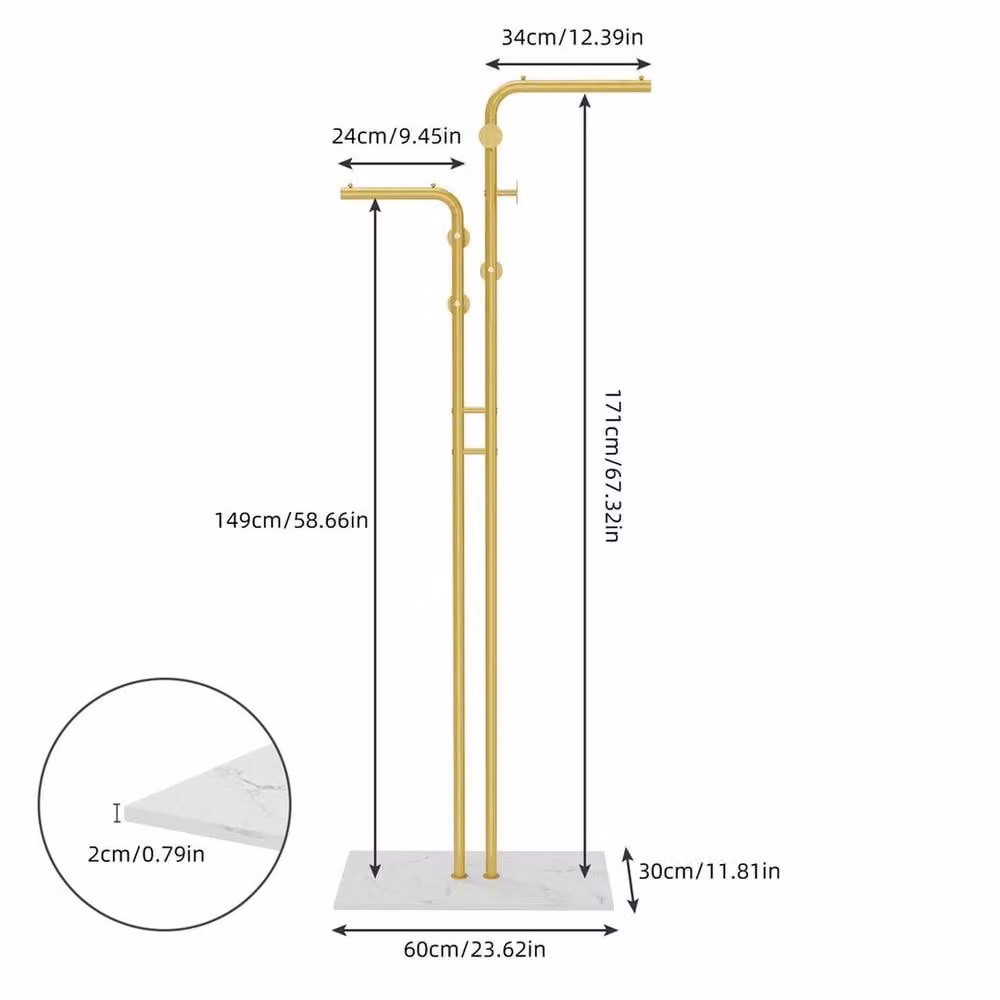 ERGOVEXA Gold Coat Rack Stand with 5 Hooks – 1