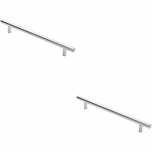 Loops 2 Pack Round T-Bar Cabinet Pull Handles in Chrome, Fixing Centres: 192 mm, Size: 252 x 12 mm