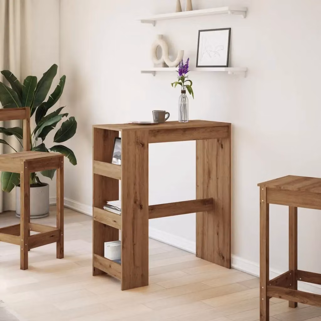 Berkfield Home Bar Table with Racks in Artisan Oak Brown, W/D/H: 90 x 40 x 103.5 cm – 3