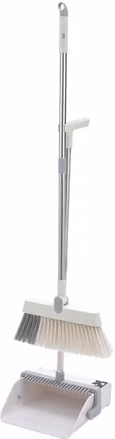 Livingandhome Rotatable Folding Broom and Dustpan Set in White