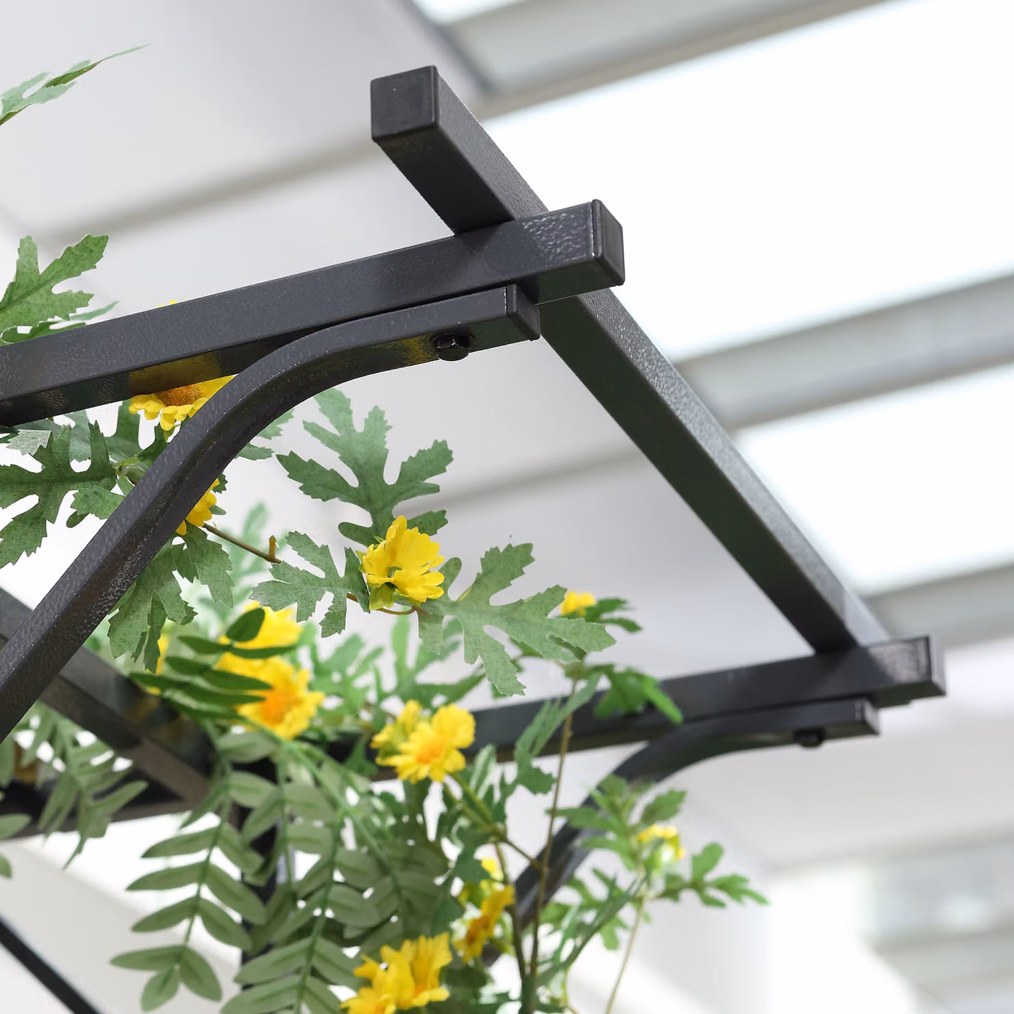 Outsunny Decorative Metal Garden Trellis Arch in Grey with Elegant Scrollwork and Durable Steel Tubing, Height: 210 cm – 5