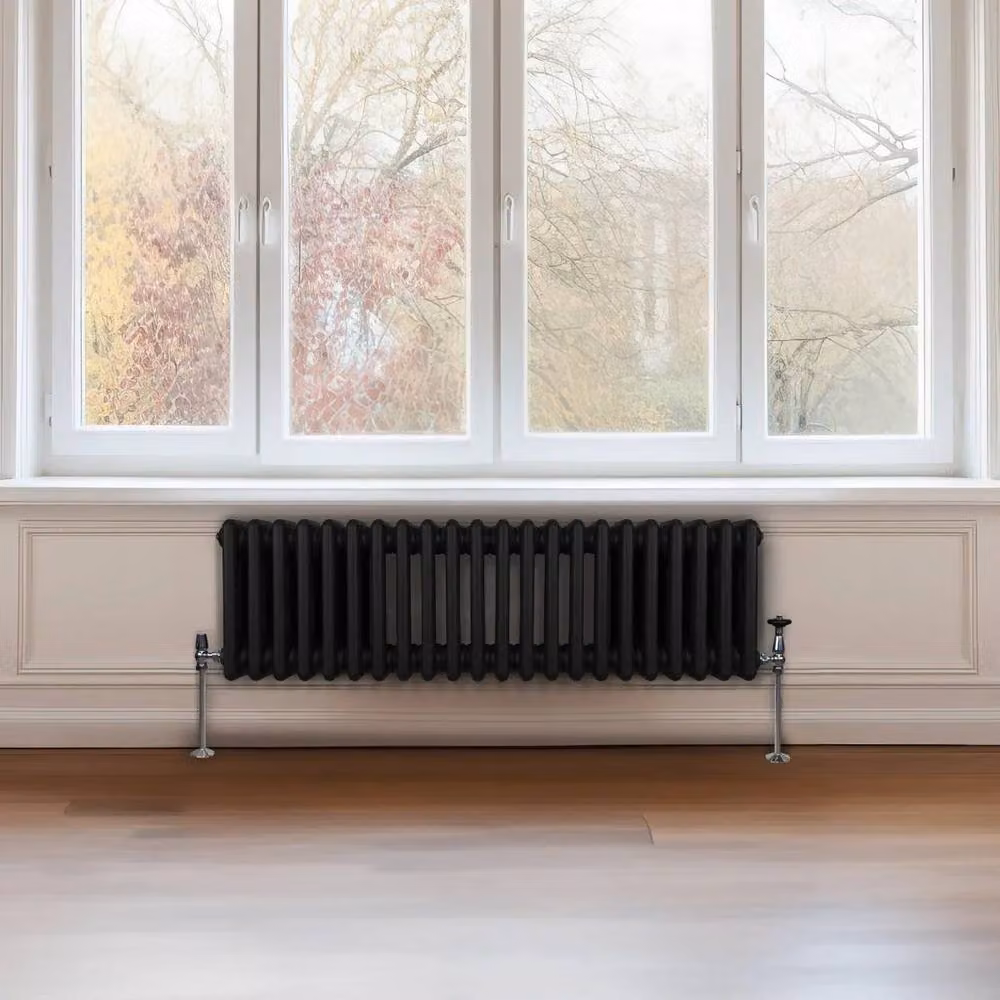 Monstershop Traditional 3 Column Steel Radiator in Black, H: 101.2 cm, W: 30 cm, D: 10 cm – 3