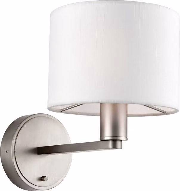Endon Daley 1 Light Indoor LED Wall Light in White and Grey with Fabric Shade
