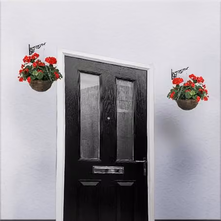 Primrose Red Artificial Geranium Flowers in a Rattan Hanging Basket, Diameter: 30 cm – 5