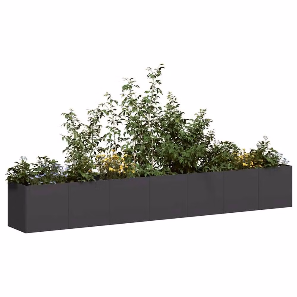 Berkfield Home Black Steel Tub Planter W: 280 cm, D: 40 cm, H: 40 cm – 2
