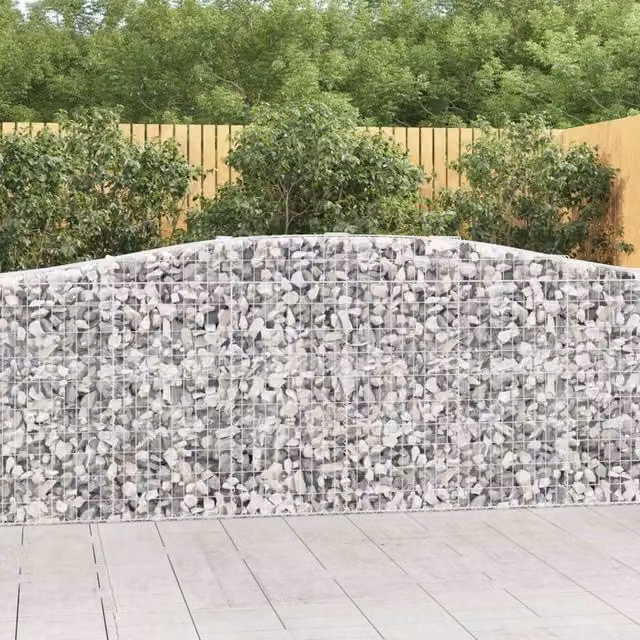 Berkfield Home Arched Gabion Baskets, 10 Piece Set, Silver Galvanised Steel, W: 400 cm, D: 50 cm, H: 100-120 cm – 1
