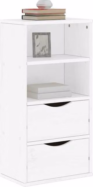 Berkfield Home ODDA Side Cabinet with Drawers in White Solid Pine Wood, W/D/H: 40 x 24 x 79 cm – 1