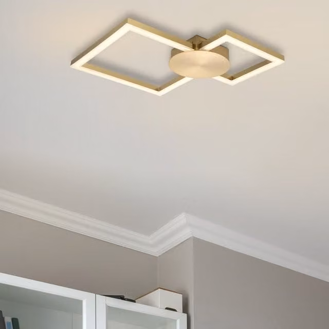 COSYLYTE Miles Square LED Ceiling Light for Bathrooms in Brushed Brass