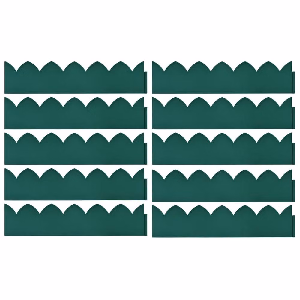 Berkfield Home Green Plastic Lawn Edgings, 10 Pieces, W: 65 cm, H: 15 cm – 3