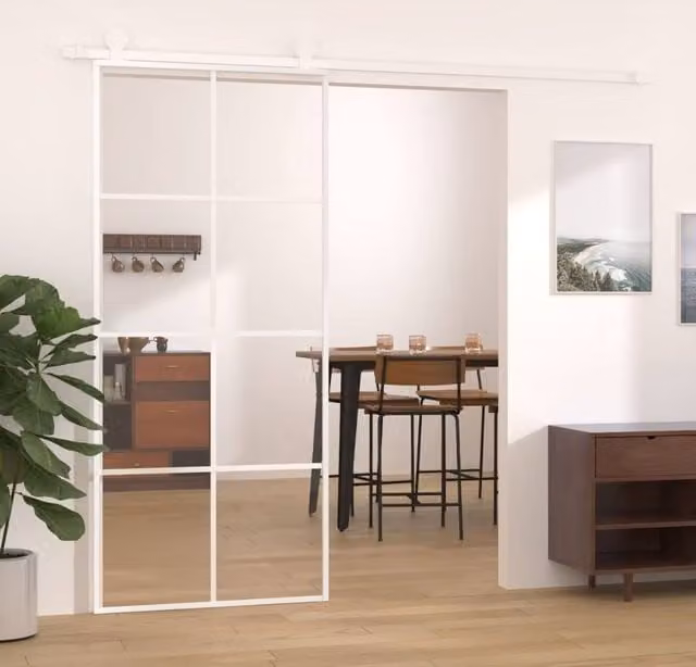 Berkfield Home Modern Sliding Glass and Aluminium Door, White, W: 90 cm, H: 205 cm – 1